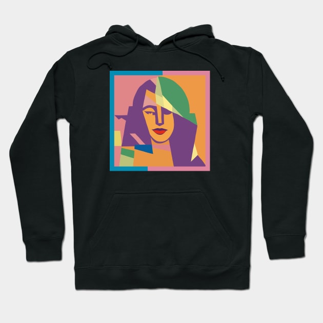 Jennie - Cubism Portrait with Border Hoodie by Velvet Earth